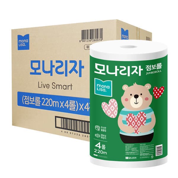 유한몰 모나리자 점보롤 220m 16롤 화장지