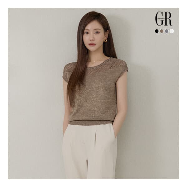 롯데 홈쇼핑 조르쥬 레쉬 26SS 시퀸 크로쉐 캡슬리브 니트 - 최저가 42,420원