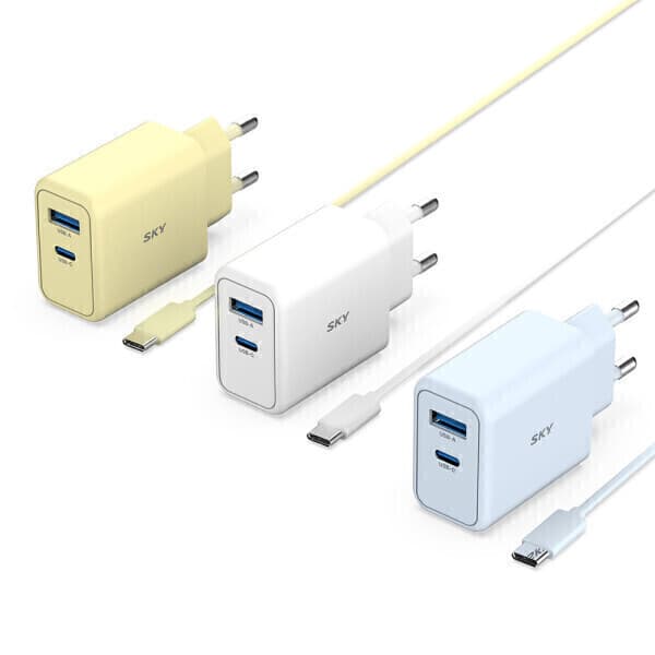 스카이공식온라인몰 필 큐브 GaN 25W PD 2포트 충전기+CtoC 케이블
