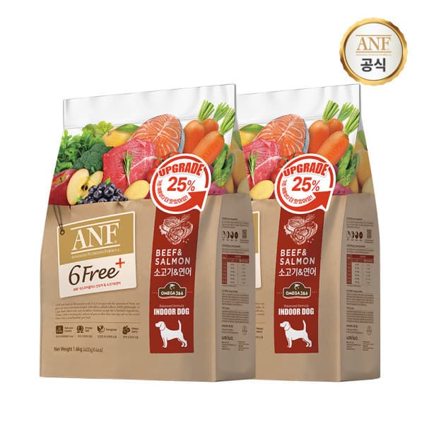 이리온MALL ANF 식스프리플러스 강아지 사료 소고기연어 3.2kg - 최저가 45,800원