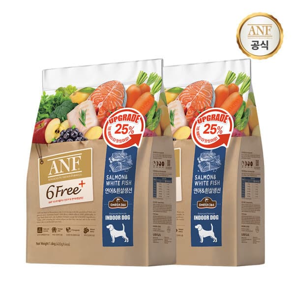 이리온MALL ANF 식스프리플러스 강아지 사료 연어흰살생선 3.2kg