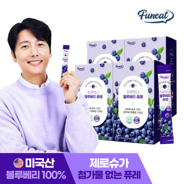 Funeat 하루하나 블루베리 퓨레 스틱 4박스