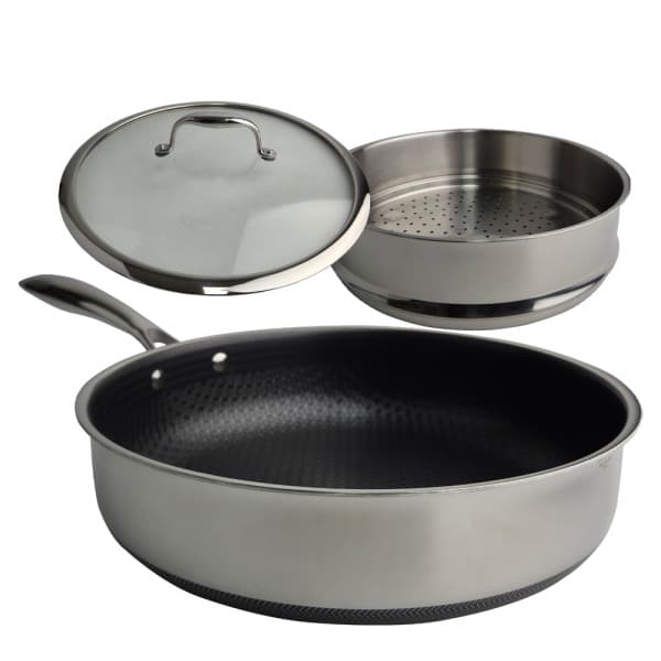 알리바바M 쿡셀 블랙큐브 홀로그램 IH 소테팬 28cm 찜기 유리뚜껑