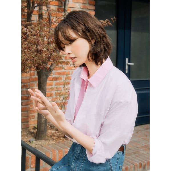 삼성물산빈폴 테이프 디테일 긴소매 보머형 점퍼 - 라이트핑크 (BF5439C03Y)