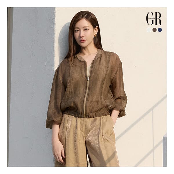 롯데  홈쇼핑 조르쥬 레쉬 (26SS) 리오셀 블렌디드 시스루 집업 자켓 3종