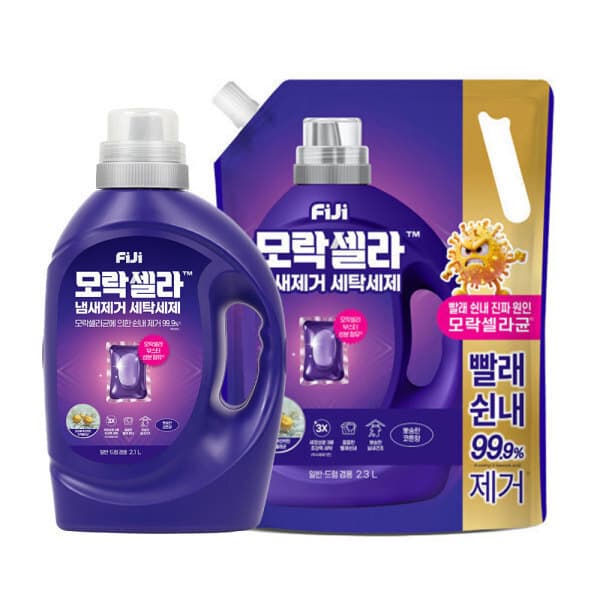 LG생활건강-스타배송 피지 모락셀라 액체세제 코튼향 용기 2.1L + 리필 2.3L