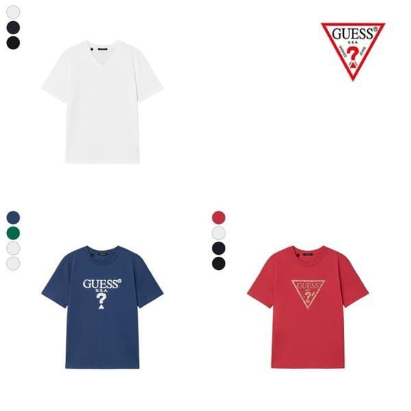 갤러리아백화점 갤러리아 게스 유니 삼각 V넥 라운드 반팔 티셔츠