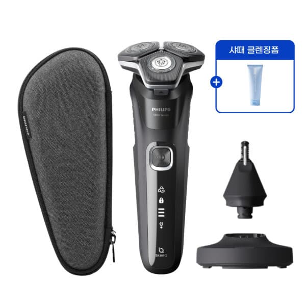 필립스공식판매처 PHILIPS 필립스 5000 시리즈 전기면도기 딥블랙 S5898/33 + 샤때 클렌징폼 - 최저가 134,640원