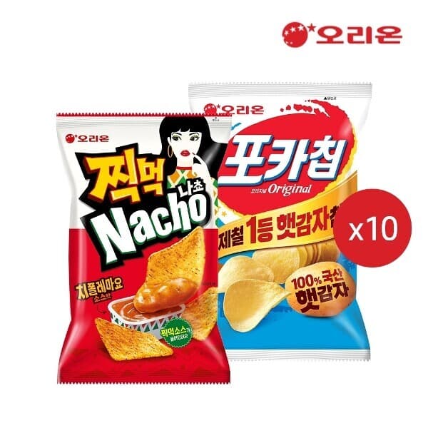 W쇼핑TV홈쇼핑 오리온 찍먹 나쵸 치폴레마요 84g 10개 + 포카칩 햇감자 오리지널 66g 10개 - 최저가 27,200원