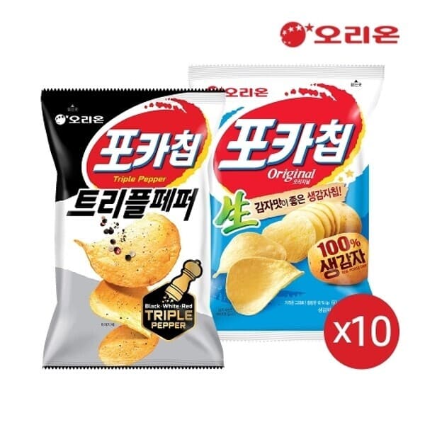 W쇼핑TV홈쇼핑 오리온 포카칩 트리플페퍼(60g) x 10개 + 오리지널(66g) x 10개
