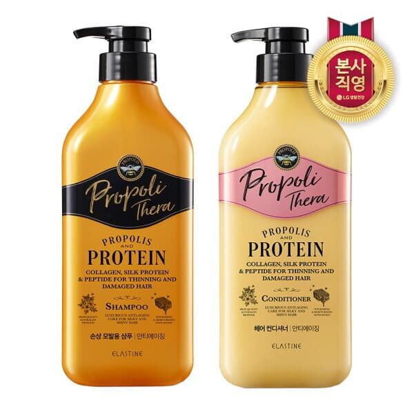 롯데아이몰 LG생활건강 엘라스틴 프로폴리테라 손상 모발용 샴푸 500ml + 컨디셔너 500ml - 최저가 17,690원
