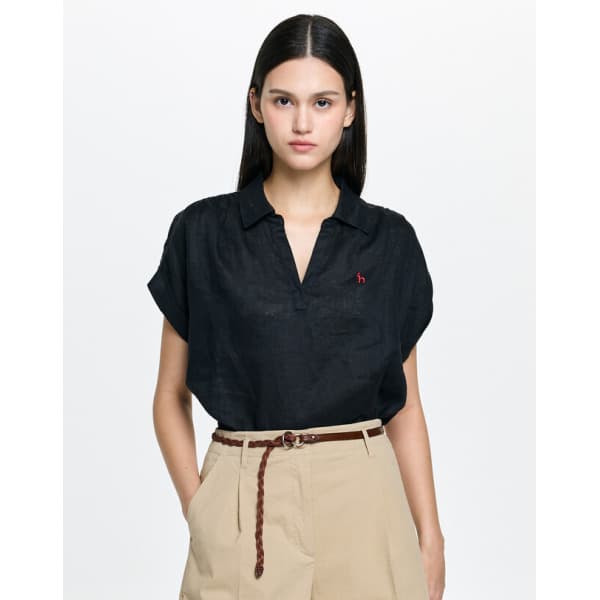 LF몰 26SS 시즌오프린넨 세미오버핏 반팔 셔츠 블랙 - 최저가 132,300원