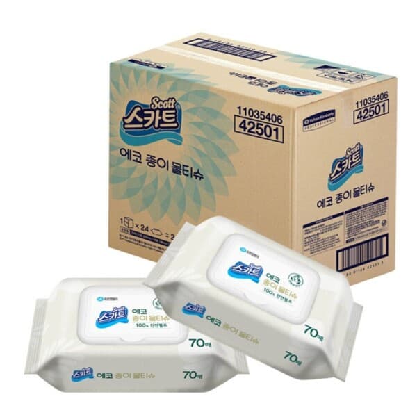 blluemarket블루마켓 70매x24팩 종이 물 티슈 캡형 항균