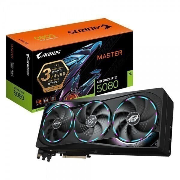 제이씨현플레이스 GIGABYTE AORUS 지포스 RTX 5080 MASTER D7 16GB - 최저가 2,325,000원