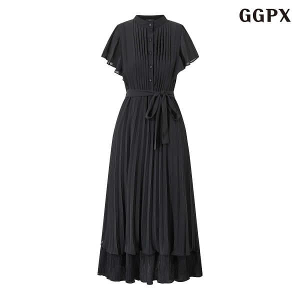 DS패션 러블리 레이어드 플리츠 반팔 롱 원피스 GQBOW013D - 최저가 47,000원
