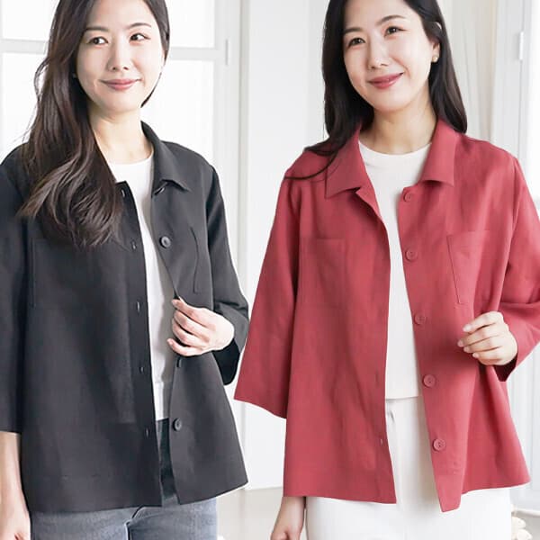 다미웨어 다미웨어 여성 오버핏 인견 린넨 7부 셔츠 블라우스 - 최저가 34,900원