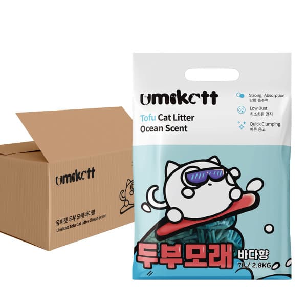 닥터핫딜 유미캣 고양이 두부 모래 바다향 2mm 2.8kg 6팩 - 최저가 30,080원