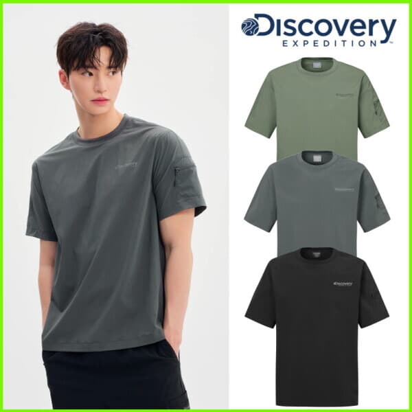 롯데백화점2관 디스커버리 남성 25SS 우븐 소매포켓 반팔티셔츠 DMRS85053