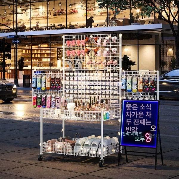 바다너머직구 접이식 매대 철제 이동식 진열대 바퀴 가판대 - 최저가 77,900원