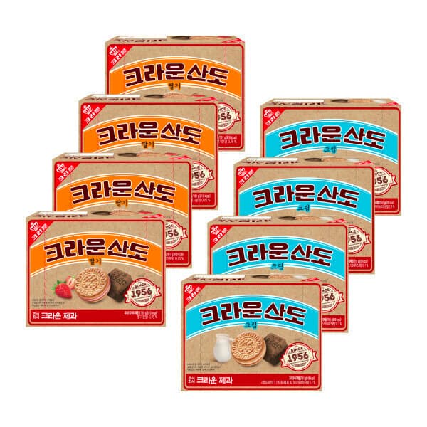 크라운제과-스타배송 크라운산도 딸기 161gx4개+ 크림 161gx4개 - 최저가 13,340원