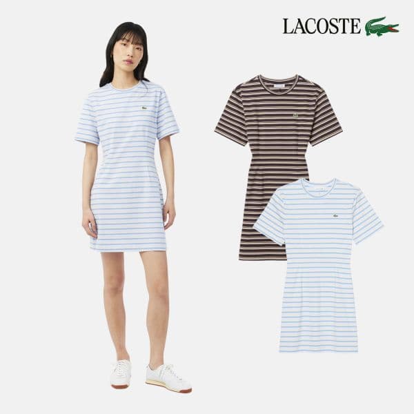 lacoste 라코스테 여성 멀티스트라이프 티셔츠 드레스 EF0263-56G