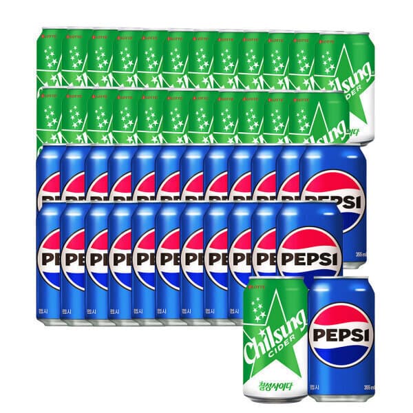 롯데칠성스타배송 칠성사이다 350ml 24캔 + 펩시콜라 355ml 24캔 - 최저가 29,300원