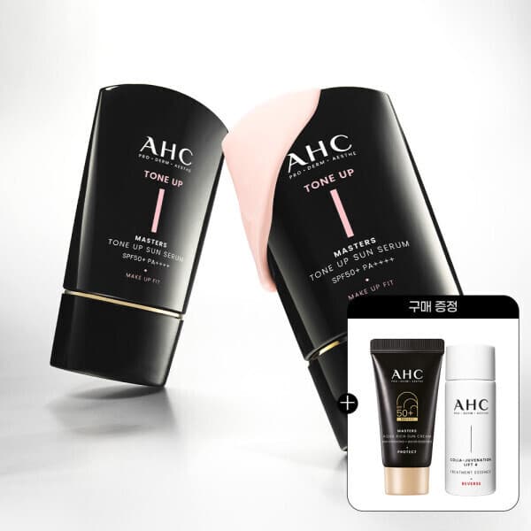 AHC_공식스토어 AHC 메이크업핏 마스터즈 톤업 선세럼 50ml 2개 마스터즈 선크림 10ml 프로샷 에센스 20ml