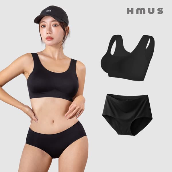 에이치머스 에이치머스 SET 여성 래쉬가드 이너 브라탑 + 팬티 심리스 수영복 빅사이즈
