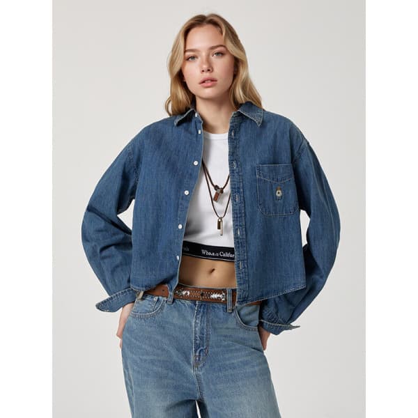 AKPLAZAMALL AK수원점 후아유 여성 Steve Crop Denim Shirts WHYJG2334F