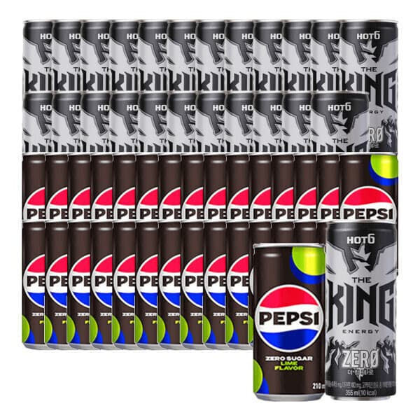 롯데칠성스타배송 펩시제로라임 210ml x30캔 + 핫식스 더킹 제로 355ml x24캔