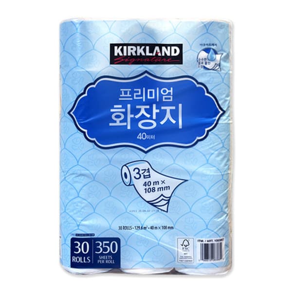담터다방 커클랜드 시그니춰 프리미엄 3겹 화장지 40m x 30롤