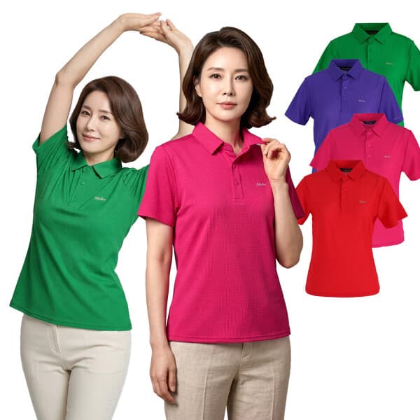 모렉스 여성 여름 카라 반팔 티셔츠 시어서커 스판 엠보 454 - 최저가 19,800원