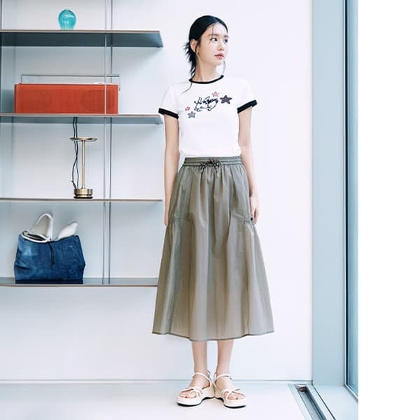 CJ온스타일LIVE 26SS 에어리 쉬어 셔링 스커트 - 최저가 59,900원