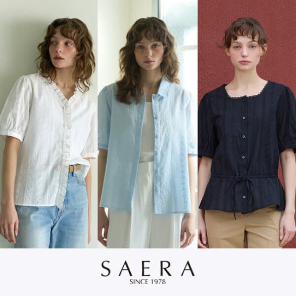GS_SHOP_TV 세라 SAERA 26SS 여성 퓨어 코튼 아일렛 자수 블라우스 3종 세트 - 최저가 62,910원