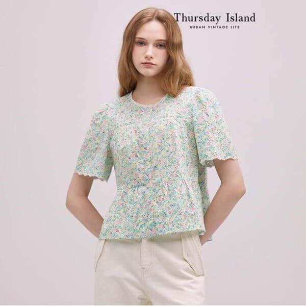 CJ온스타일 Thursday Island 플라워 자수 블라우스 - 최저가 64,600원