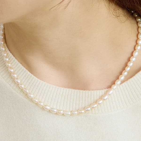 이래컴퍼니J 14K 쌀알 담수진주 목걸이 Gold Plated