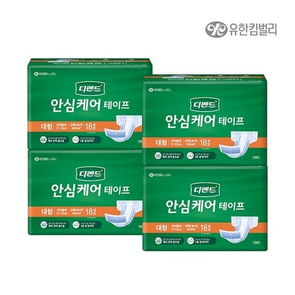 CJ온스타일플러스 안심케어 테이프 대형 18매 x 4팩