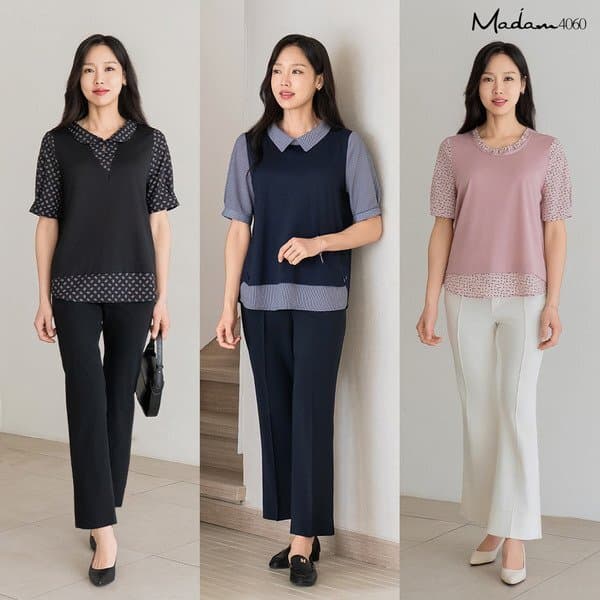 신세계몰 마담4060 썸머 레이어드블라우스 3종