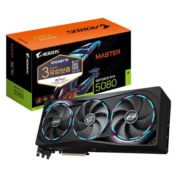 기가바이트한국총판 GIGABYTE 지포스 RTX 5080 AORUS MASTER D7 16GB - 최저가 2,771,720원