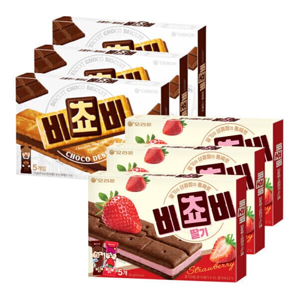 오리온-스타배송 오리온 비쵸비 초코 5P 125g 3박스 + 딸기 5P 125g 3박스