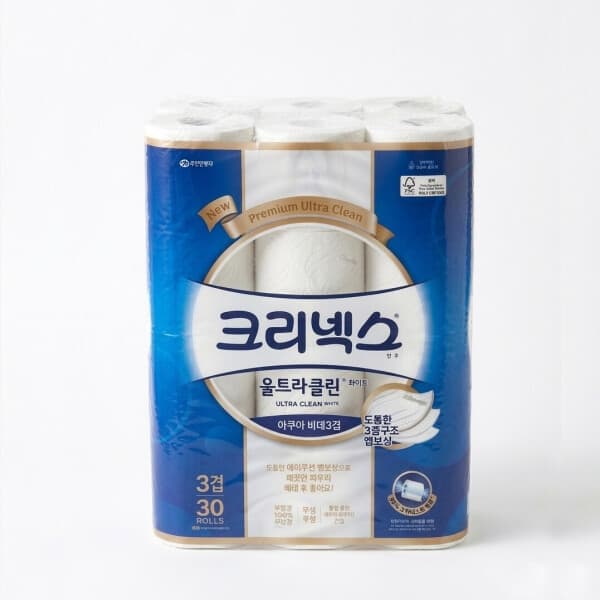 이삭상회 크리넥스 울트라 클린 비데 3겹 30m 30개입 화장지