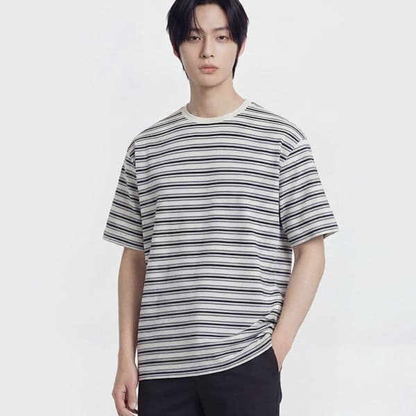 POLHAM_공식스토어 폴햄 남성 핫썸머 코튼 멀티 스트라이프 반팔티 PHG2TS1110