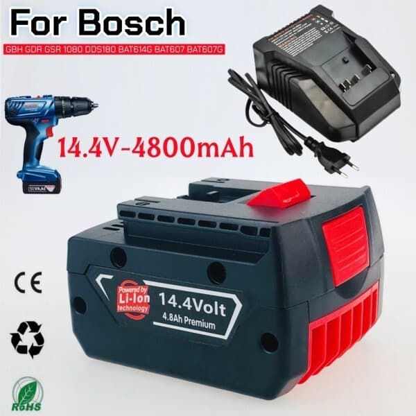 더블유허브넷B 보쉬 GBH GDR 1080 BAT614G 14.4V 4.8Ah 충전식 리튬이온 배터리