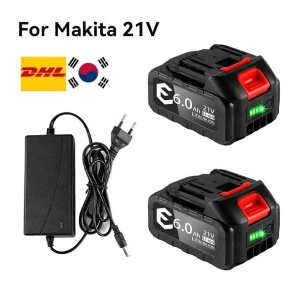 더블유허브넷B Makita 호환 21V 6000mAh 스마트 배터리 5S2P 리튬이온 팩 2H 고속충전 과열보호 - 최저가 38,300원