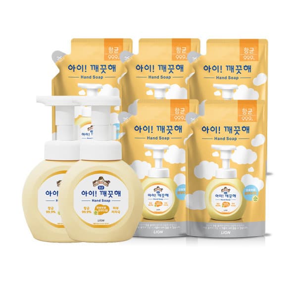 라이온코리아 아이깨끗해 핸드워시 본품 용기 250ml 2개 리필 200ml 5개 - 최저가 29,810원