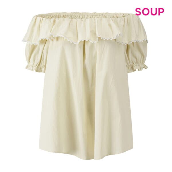 롯데백화점2관 SOUP 자수 프릴 밴딩 오프숄더 블라우스 S64SS18 - 최저가 19,440원