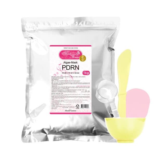 메디플라워 대용량 모델링팩 PDRN 1kg +팩도구 4종세트 100% 미국산 규조토