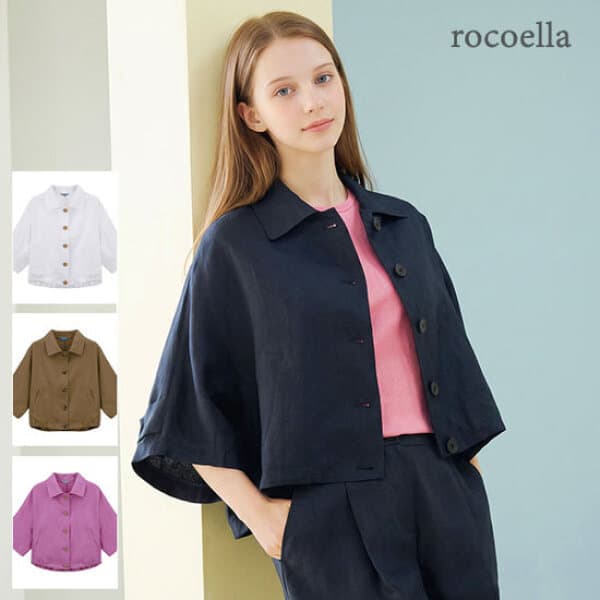 GS_SHOP 로코엘라 셀튼 프렌치린넨 100 브리즈 케이프 여성 자켓