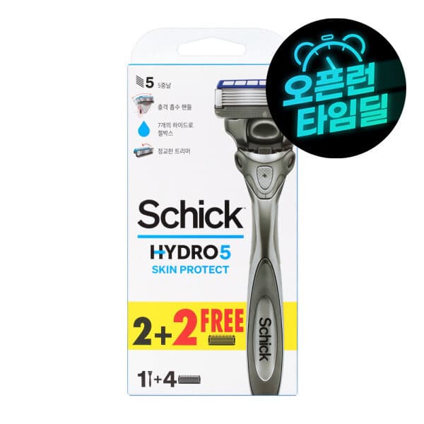 LG생활건강-스타배송 쉬크 하이드로5 스킨프로텍트 면도기 핸들1+날2+2 (총 면도기1+날4입) - 최저가 15,800원