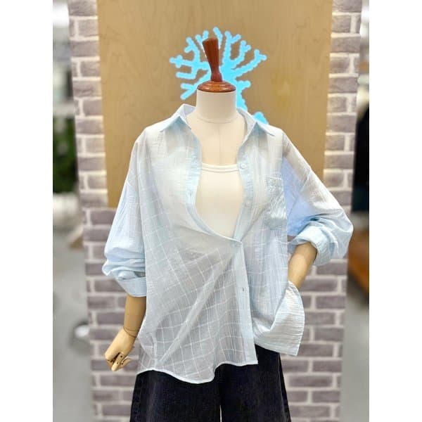 신세계백화점 시스루 체크 셔츠 LC31F6NB528X - 최저가 33,360원